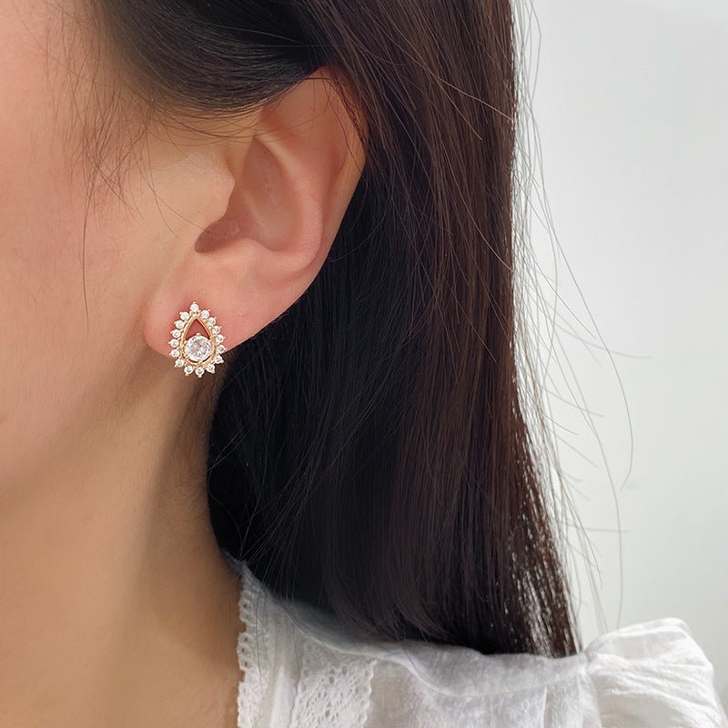 Champagne Zircon Teardrop Clip-On Earrings - Luzilly Bridal & Apparel