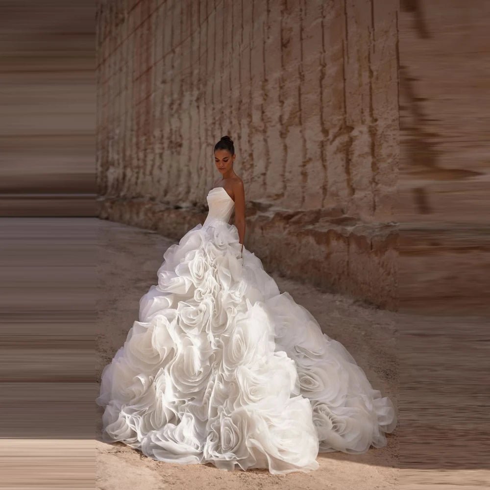 Charming Luxury Women Wedding Dresses Sexy Strapless Bride Gowns Banquet Mopping Length Princess Vestidos De Novias Customized - Luzilly Bridal & Apparel
