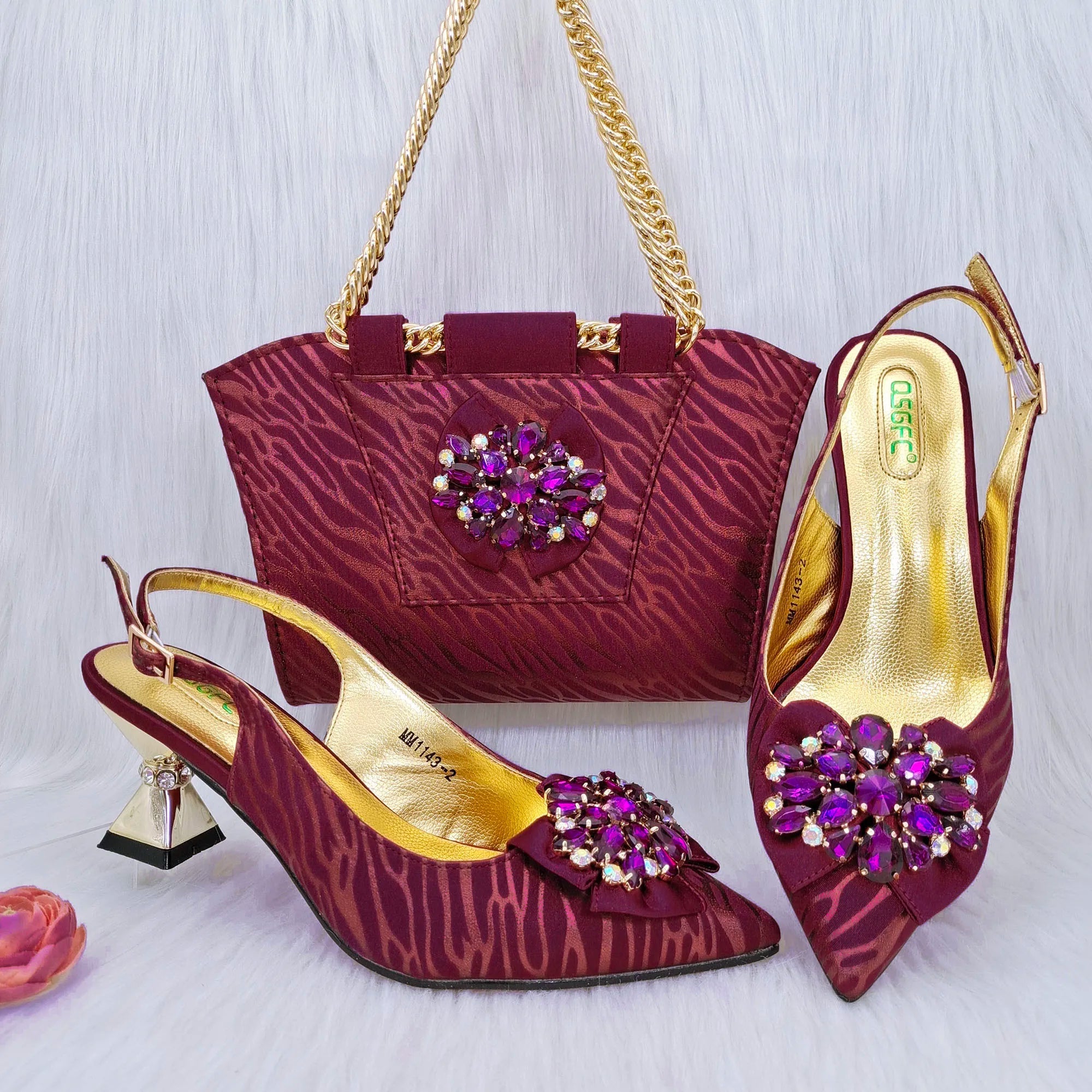 Charming Shoes And Bag Matching Set HRF1-6 - Luzilly Bridal & Apparel