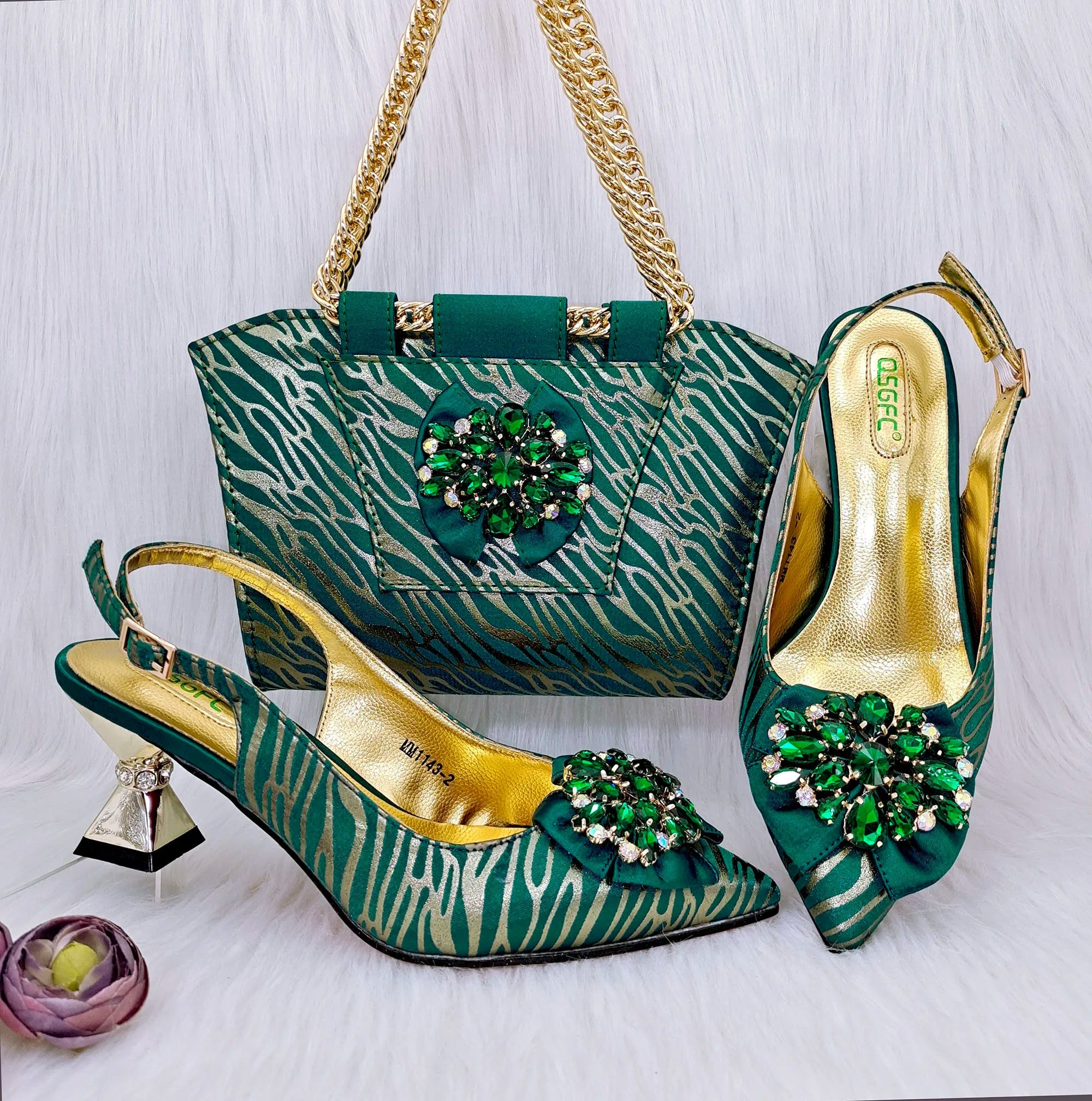 Charming Shoes And Bag Matching Set HRF1-6 - Luzilly Bridal & Apparel