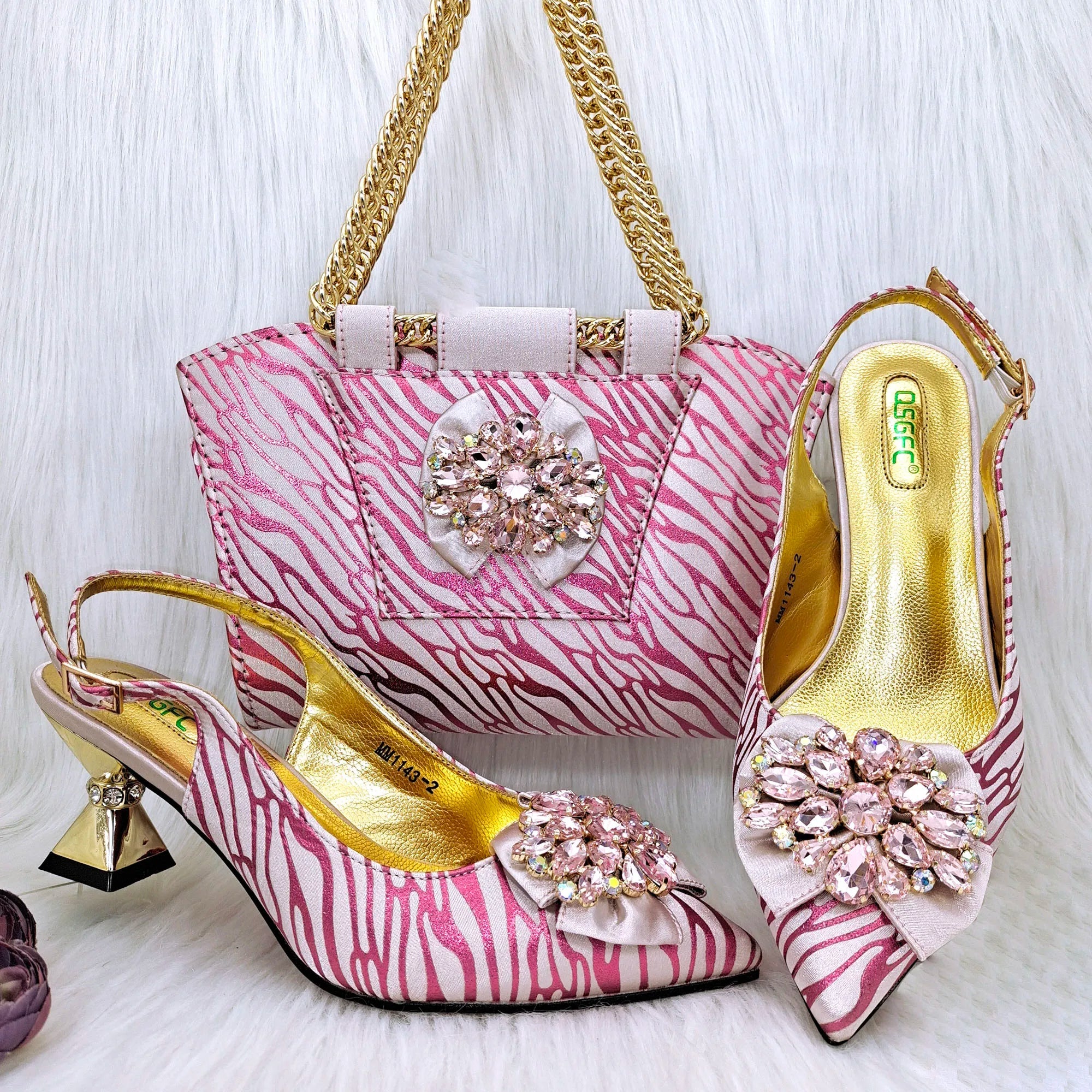 Charming Shoes And Bag Matching Set HRF1-6 - Luzilly Bridal & Apparel
