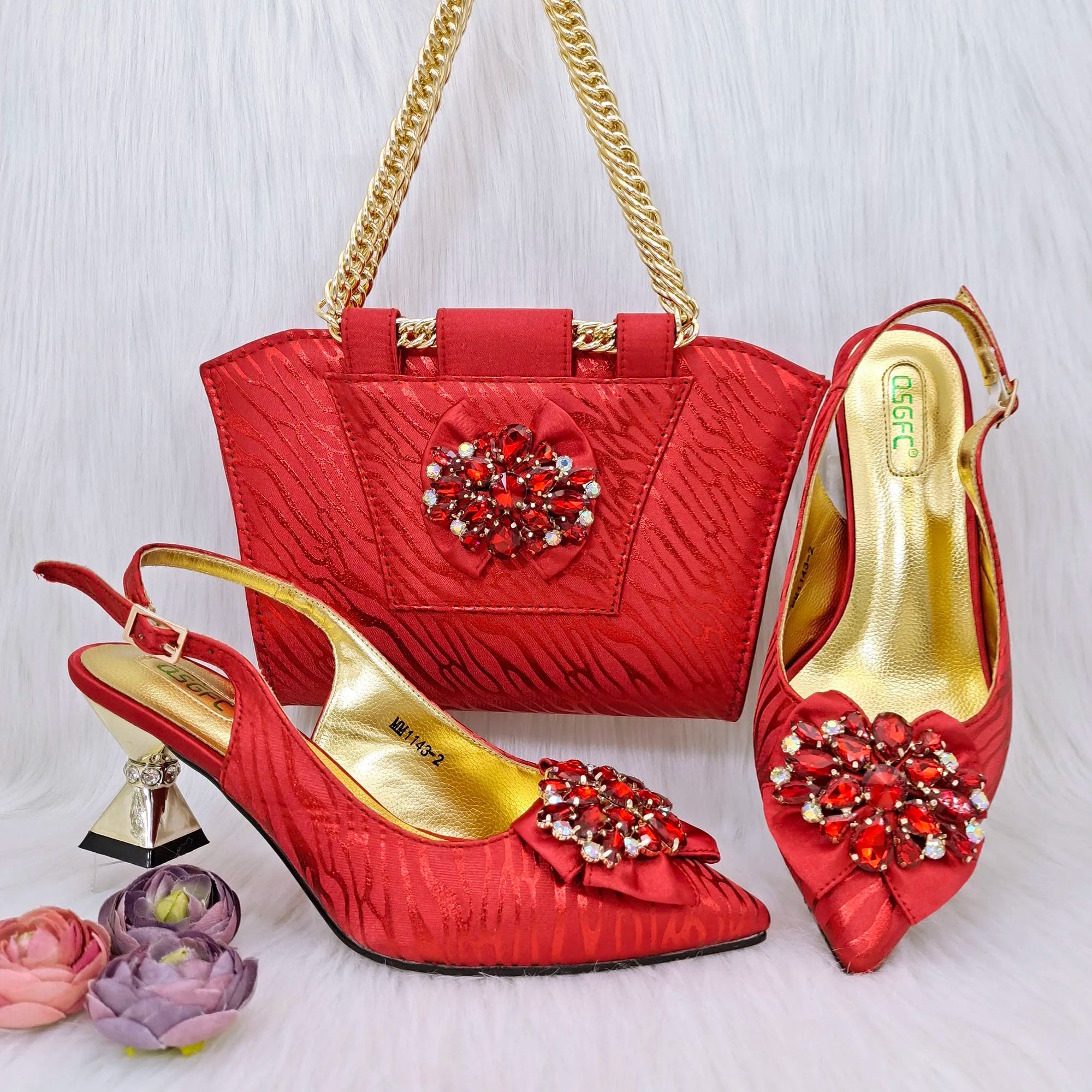 Charming Shoes And Bag Matching Set HRF1-6 - Luzilly Bridal & Apparel