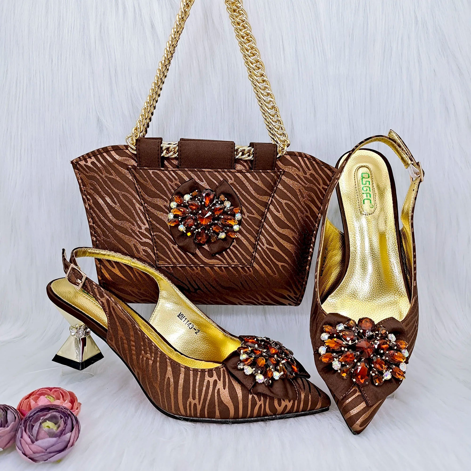 Charming Shoes And Bag Matching Set HRF1-6 - Luzilly Bridal & Apparel