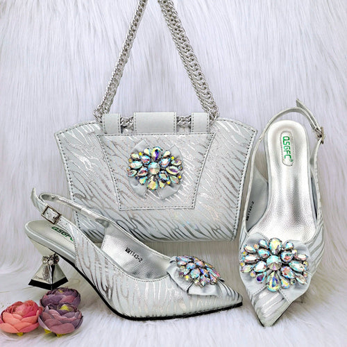 Charming Shoes And Bag Matching Set HRF1-6 - Luzilly Bridal & Apparel