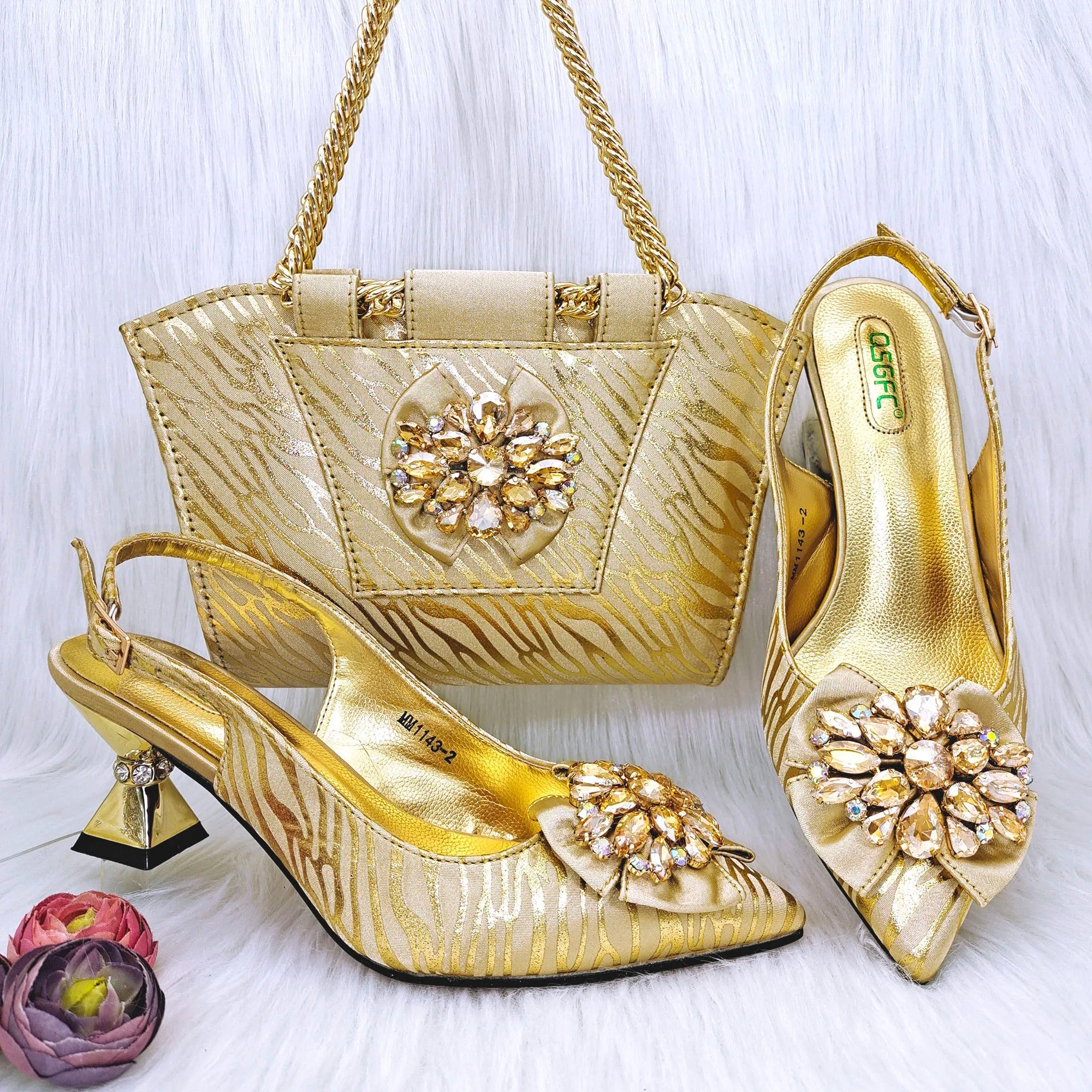 Charming Shoes And Bag Matching Set HRF1-6 - Luzilly Bridal & Apparel
