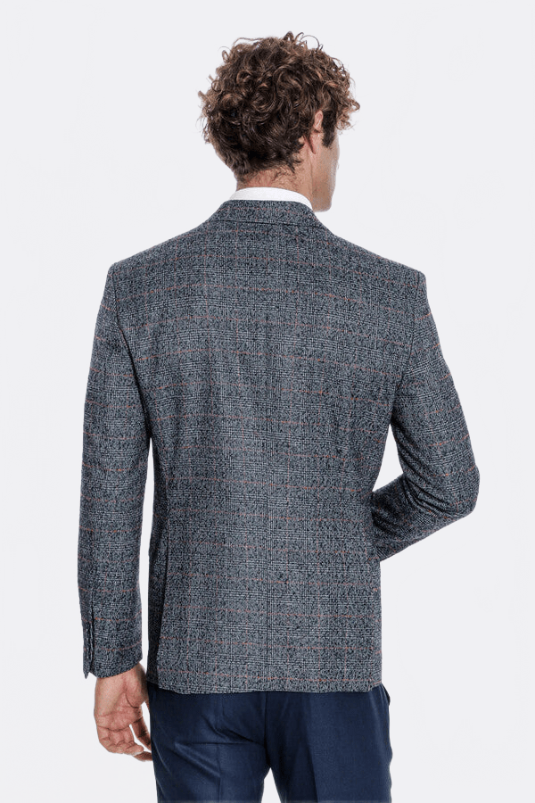 Checked Navy Blue Men Blazer - Wessi - Luzilly Bridal & Apparel