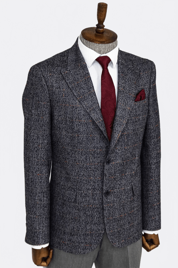 Checked Navy Blue Men Blazer - Wessi - Luzilly Bridal & Apparel