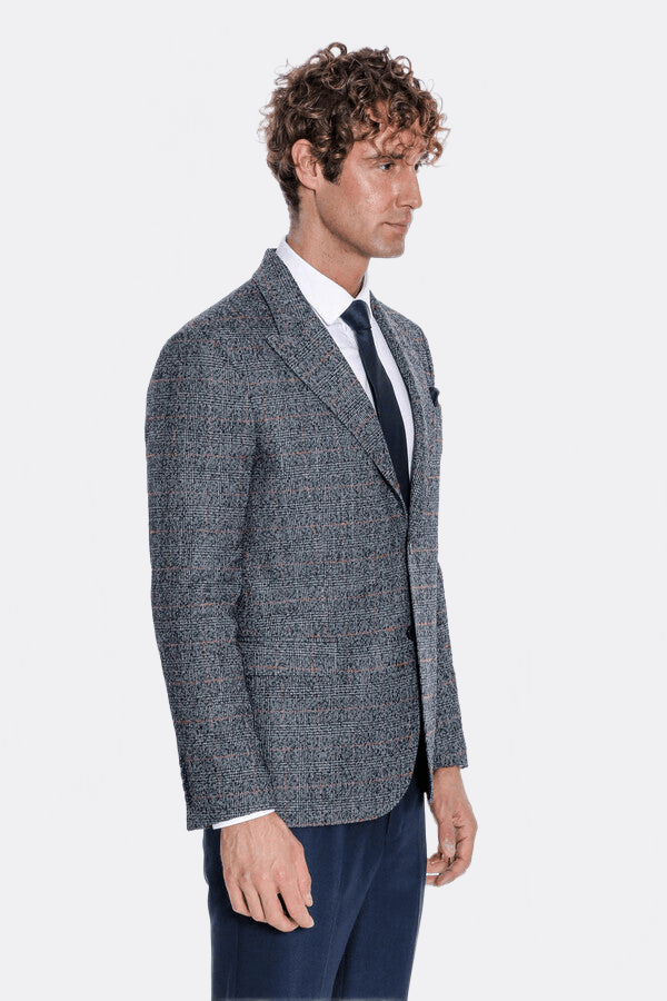 Checked Navy Blue Men Blazer - Wessi - Luzilly Bridal & Apparel