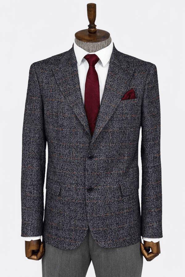 Checked Navy Blue Men Blazer - Wessi - Luzilly Bridal & Apparel