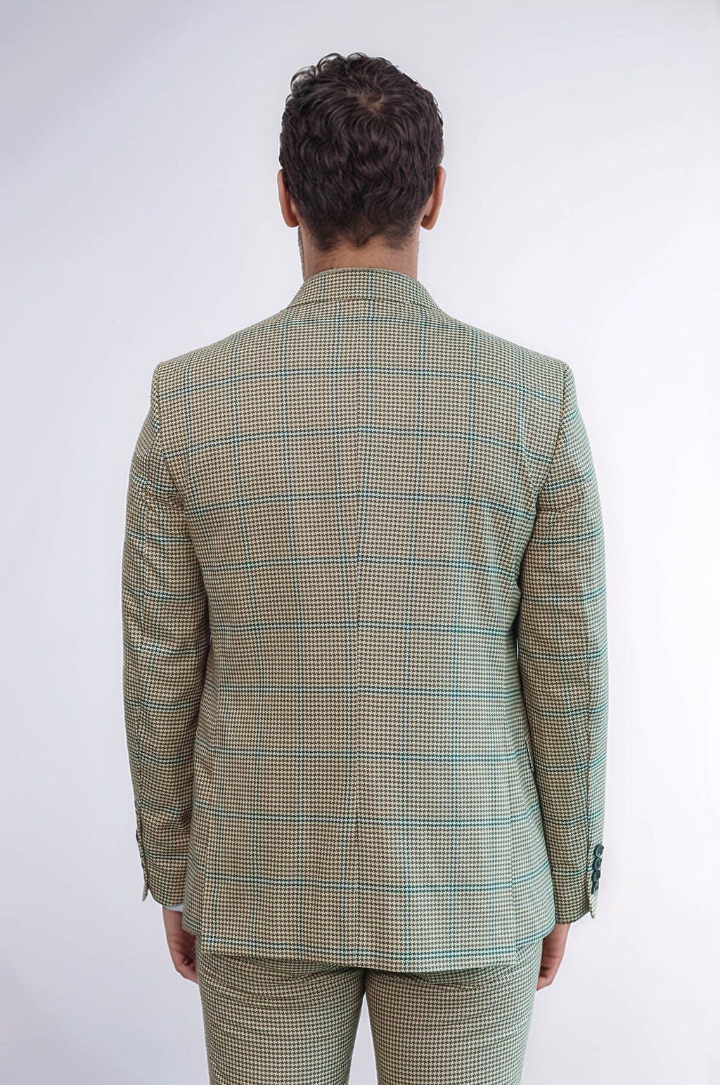 Checked Patterned Slim Fit Beige Men Suit - Wessi - Luzilly Bridal & Apparel