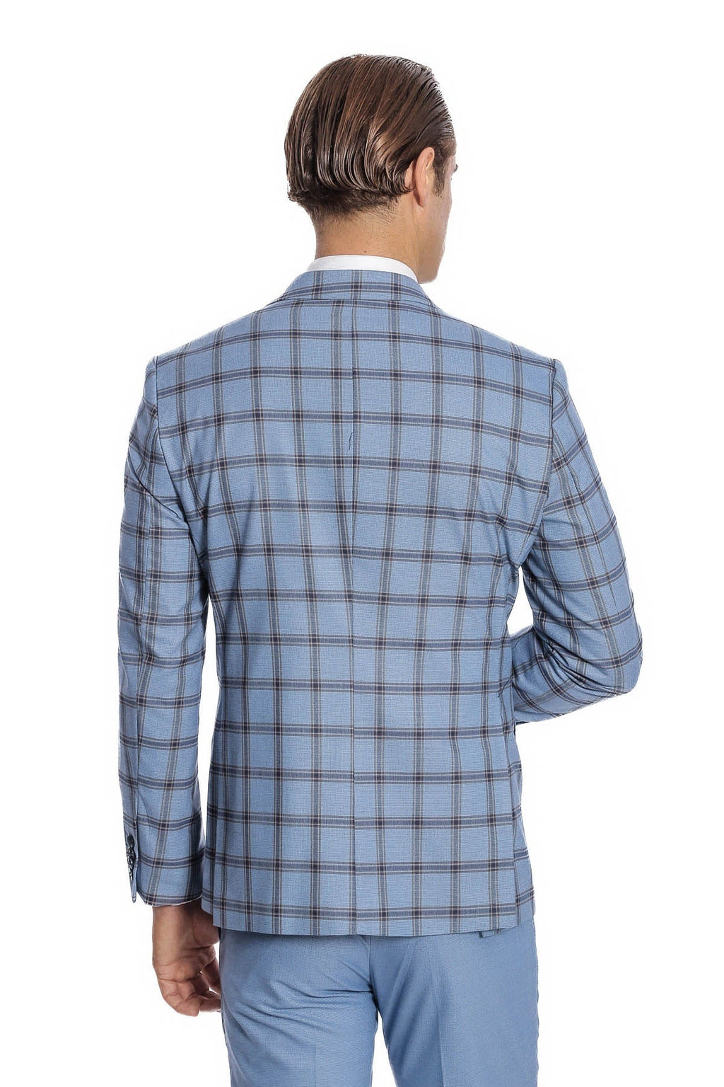 Checked Patterned Slim Fit Blue Men Suit - Wessi - Luzilly Bridal & Apparel