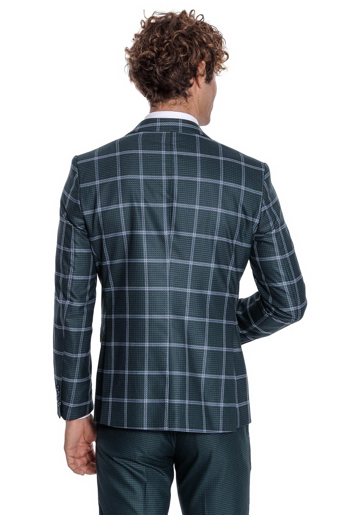 Checked Patterned Slim Fit Green Men Suit - Wessi - Luzilly Bridal & Apparel