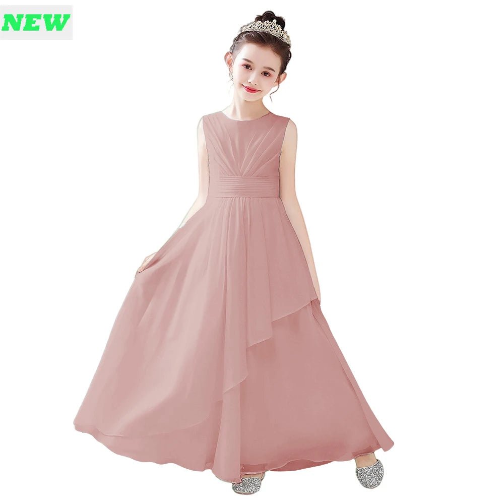 Chiffon Bow-Sash A-Line Flower Girl Dress - Luzilly Bridal & Apparel