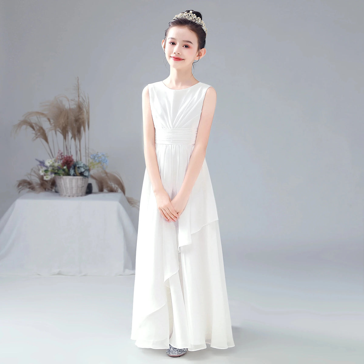 Chiffon Bow-Sash A-Line Flower Girl Dress - Luzilly Bridal & Apparel