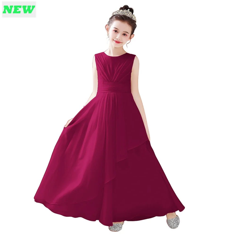 Chiffon Bow-Sash A-Line Flower Girl Dress - Luzilly Bridal & Apparel