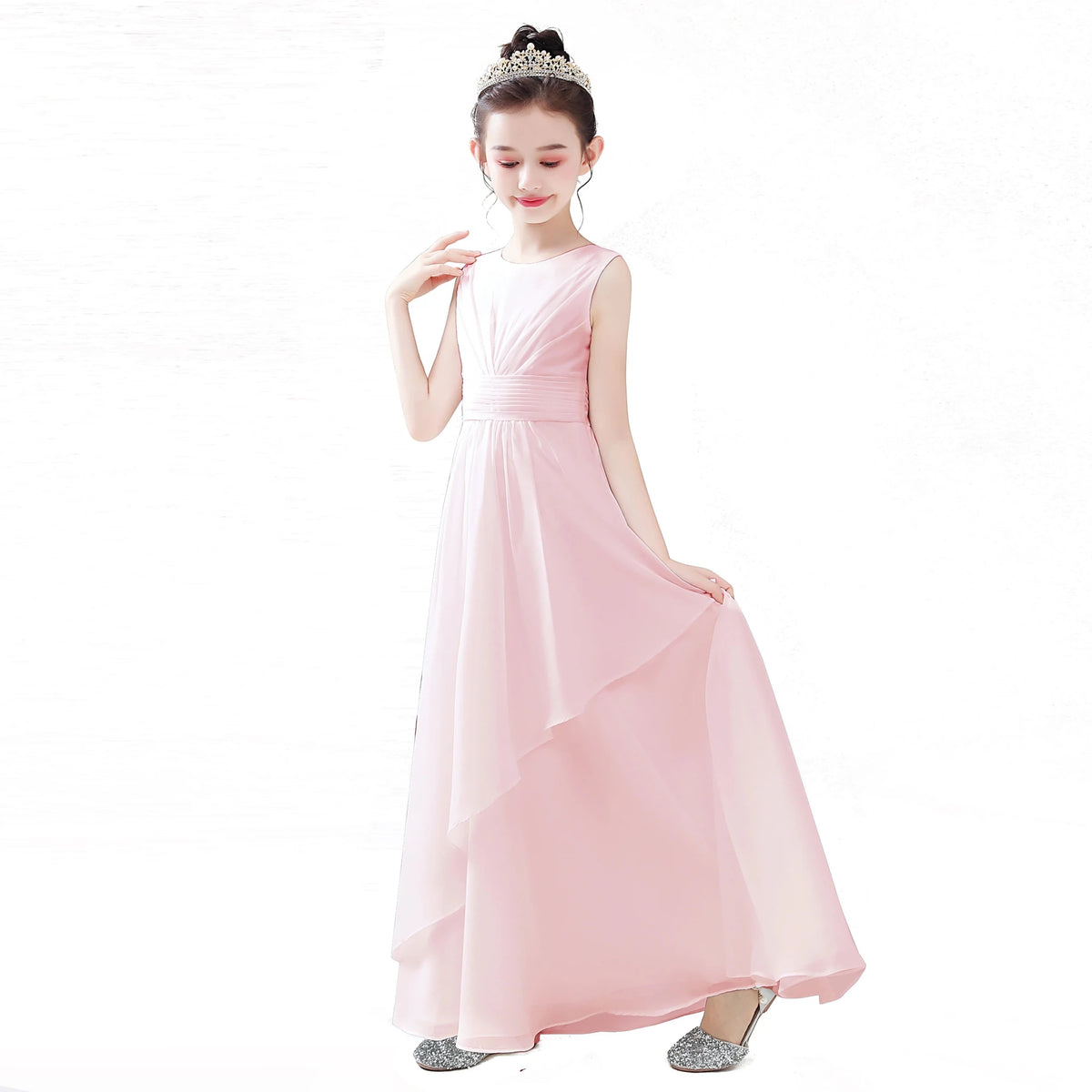 Chiffon Bow-Sash A-Line Flower Girl Dress - Luzilly Bridal & Apparel