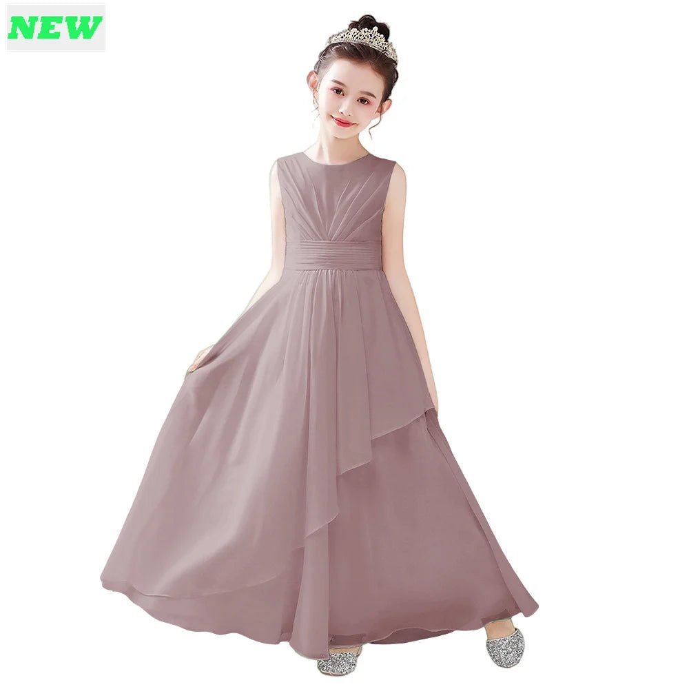 Chiffon Bow-Sash A-Line Flower Girl Dress - Luzilly Bridal & Apparel