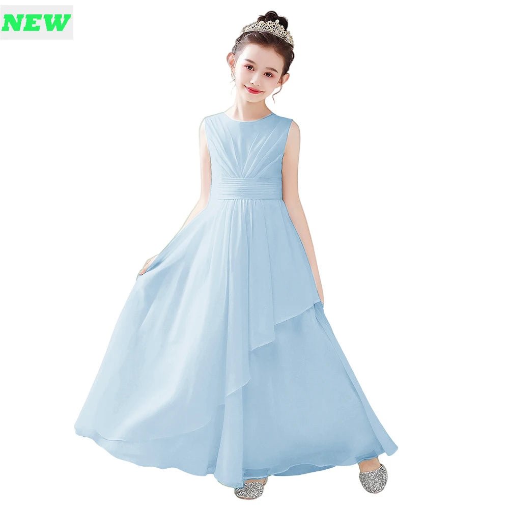 Chiffon Bow-Sash A-Line Flower Girl Dress - Luzilly Bridal & Apparel