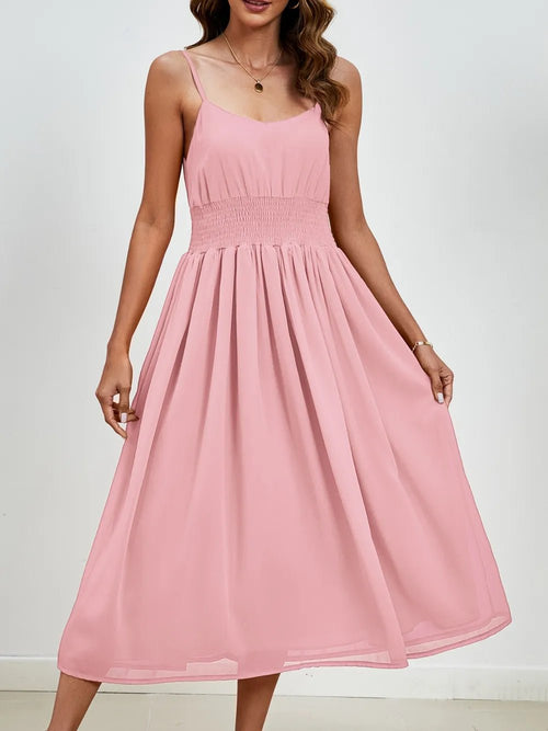Chiffon dress V-neck strapless long dress for wedding guests - Luzilly Bridal & Apparel