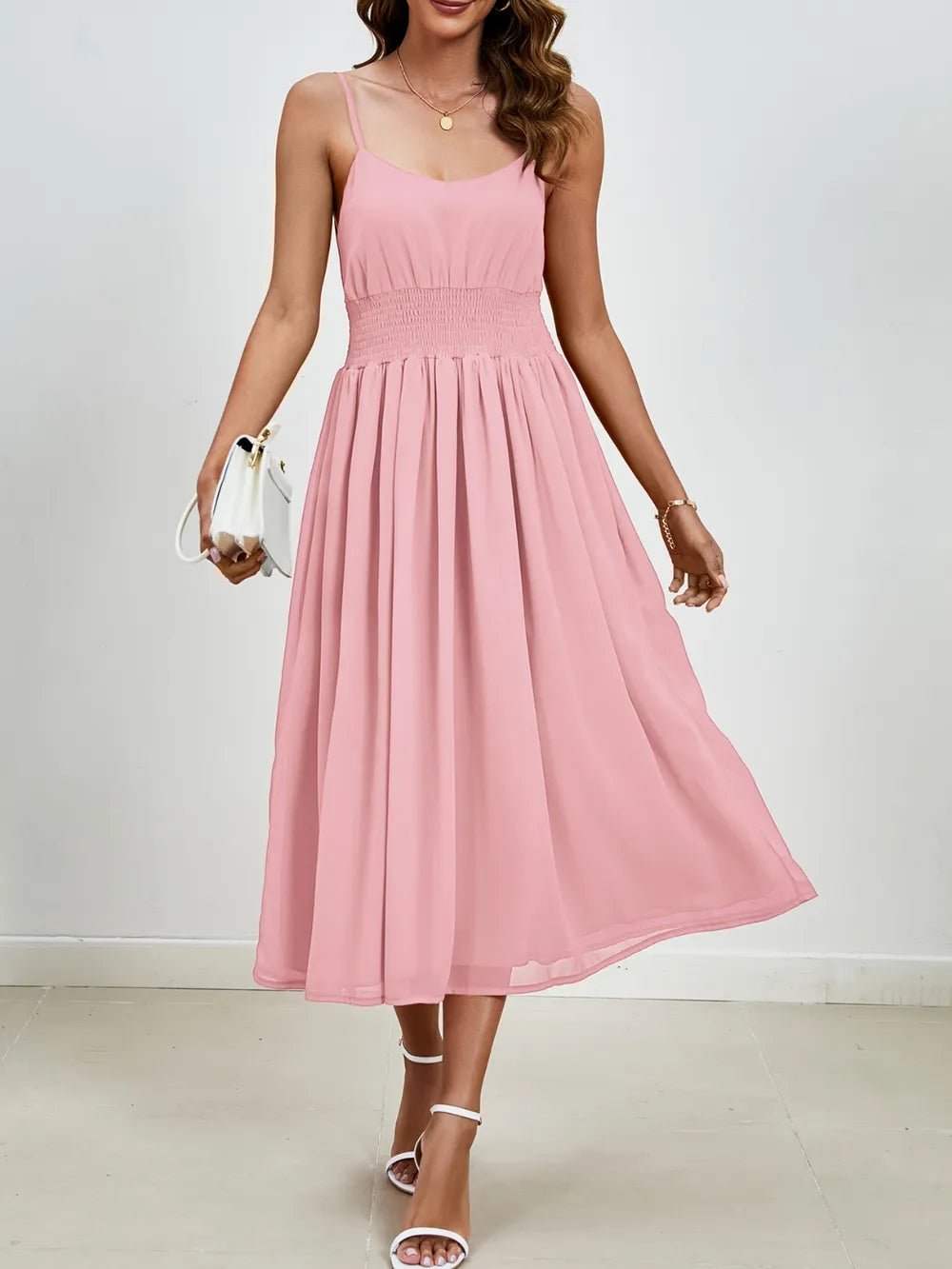 Chiffon dress V-neck strapless long dress for wedding guests - Luzilly Bridal & Apparel