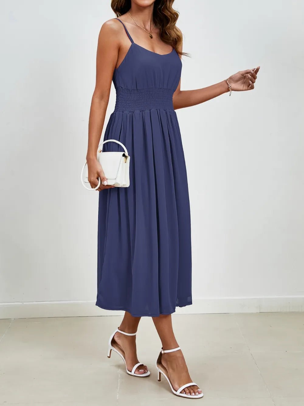 Chiffon dress V-neck strapless long dress for wedding guests - Luzilly Bridal & Apparel
