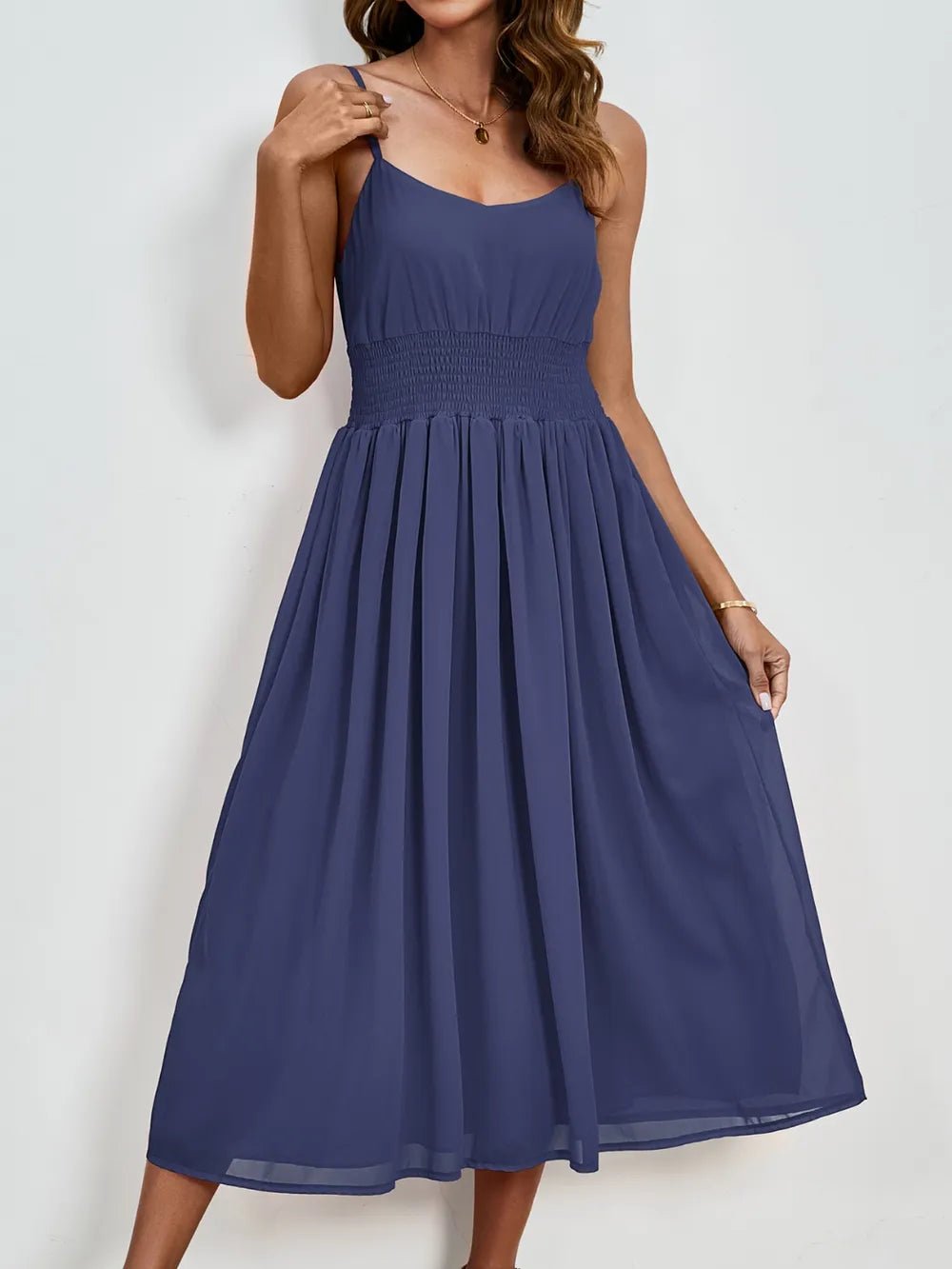 Chiffon dress V-neck strapless long dress for wedding guests - Luzilly Bridal & Apparel
