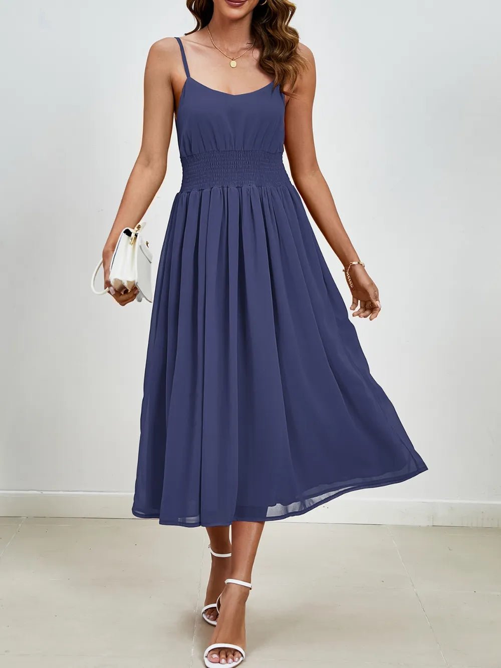 Chiffon dress V-neck strapless long dress for wedding guests - Luzilly Bridal & Apparel