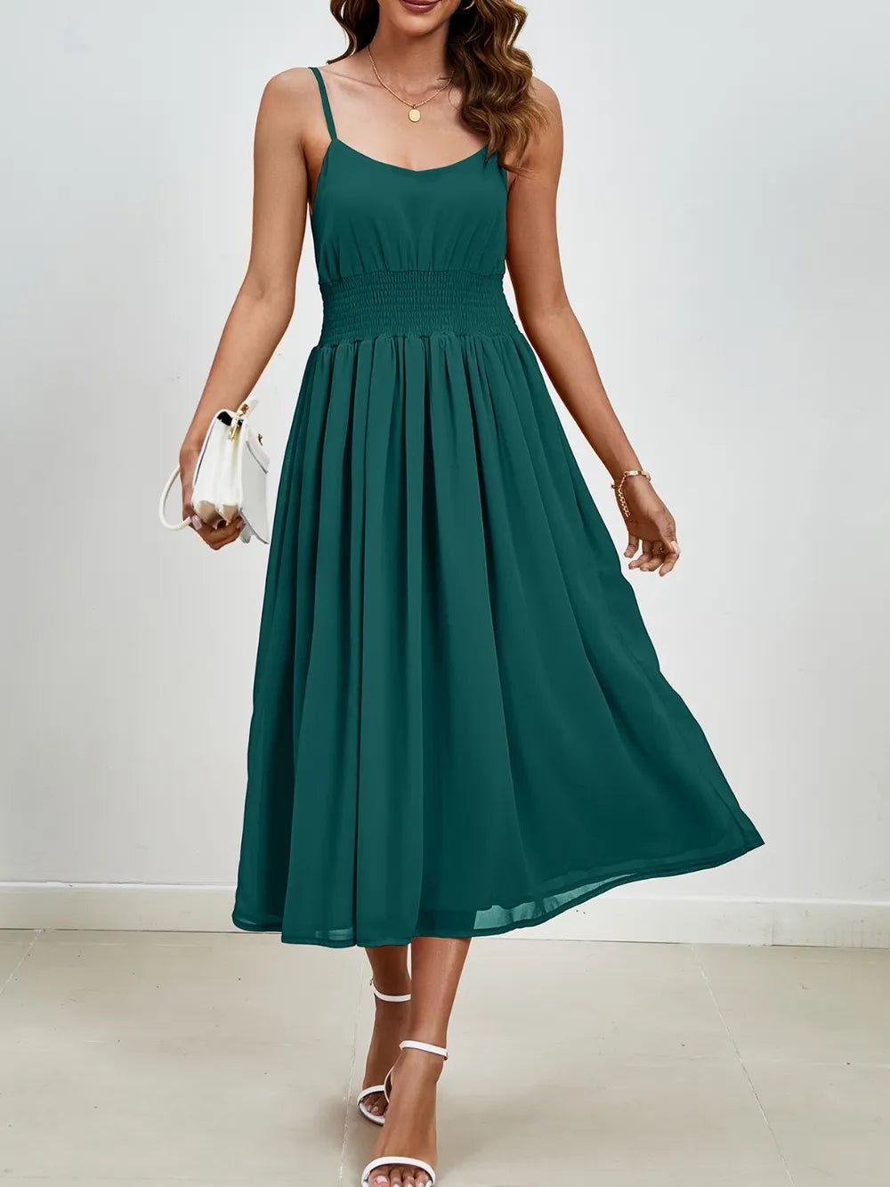Chiffon dress V-neck strapless long dress for wedding guests - Luzilly Bridal & Apparel