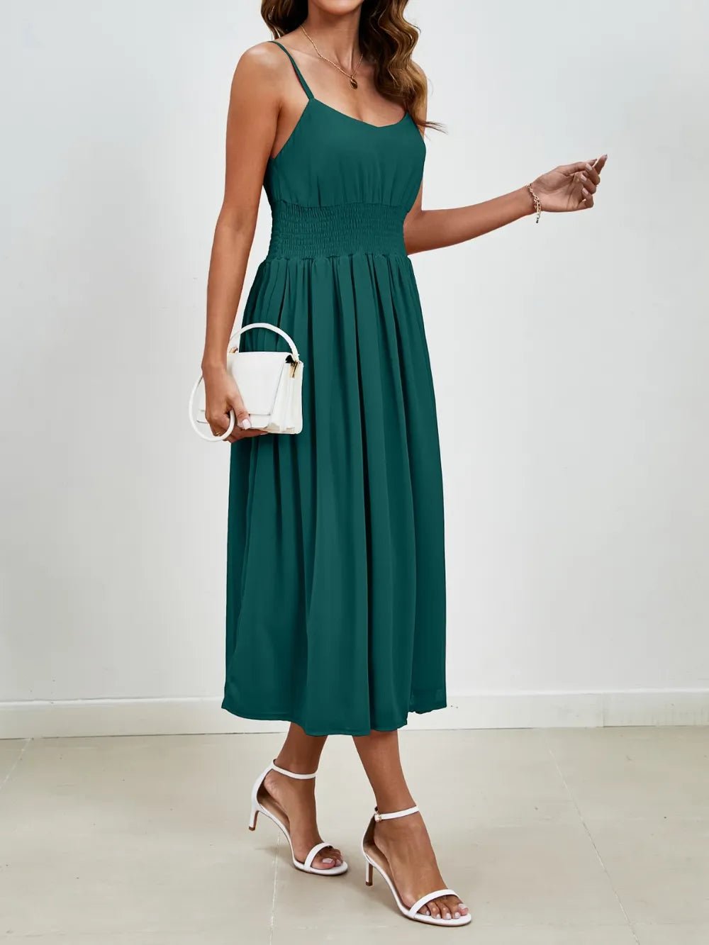 Chiffon dress V-neck strapless long dress for wedding guests - Luzilly Bridal & Apparel