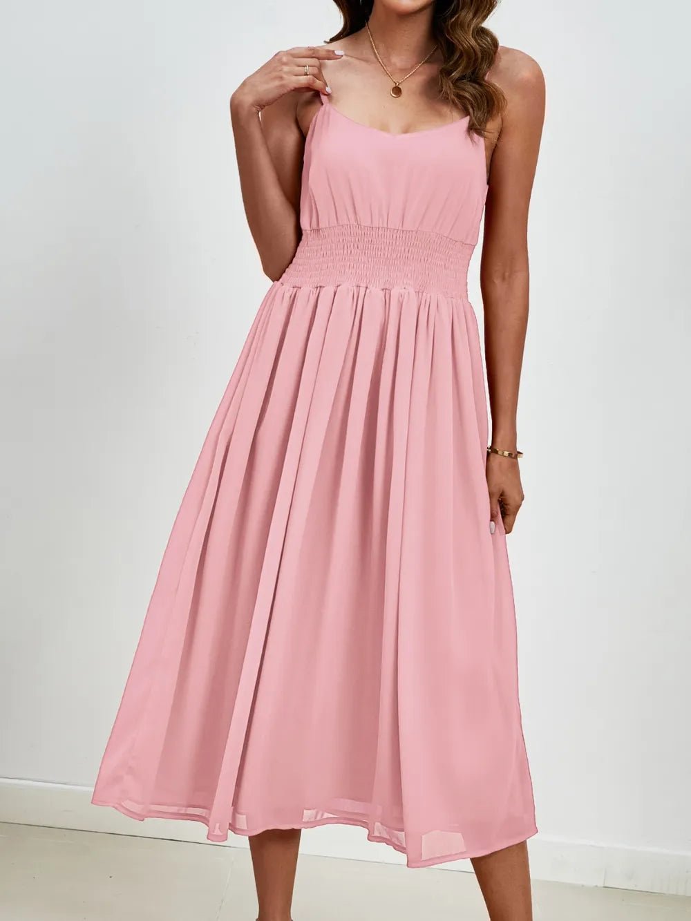 Chiffon dress V-neck strapless long dress for wedding guests - Luzilly Bridal & Apparel