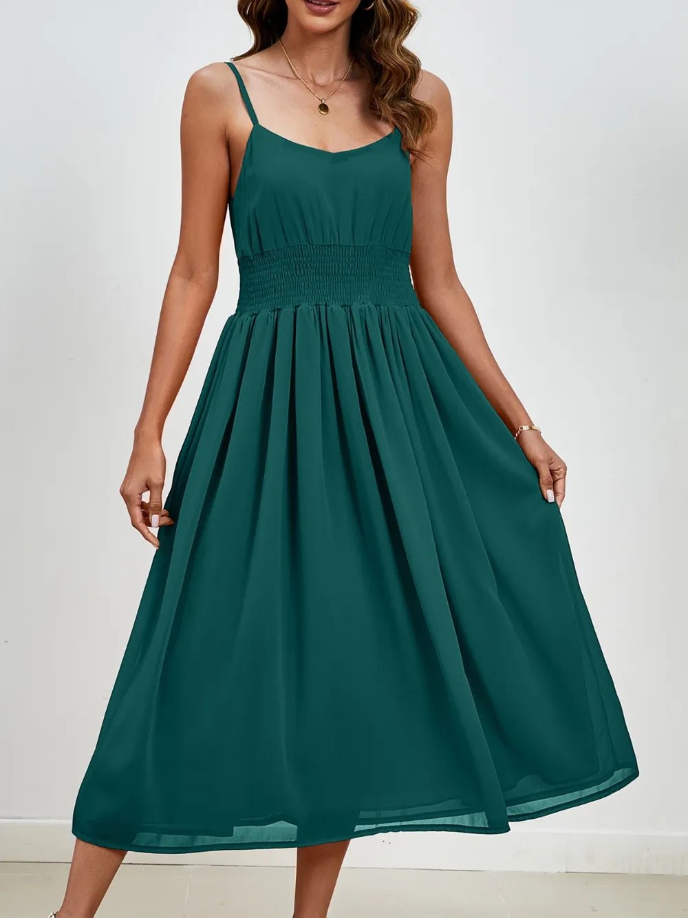 Chiffon dress V-neck strapless long dress for wedding guests - Luzilly Bridal & Apparel