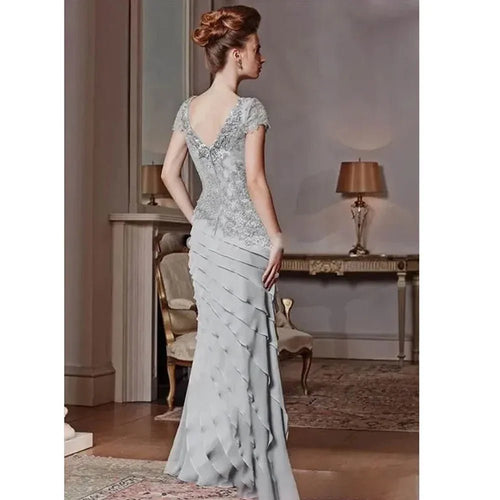 Chiffon Floor-Length Mermaid Mother of the Bride Dress - Luzilly Bridal & Apparel