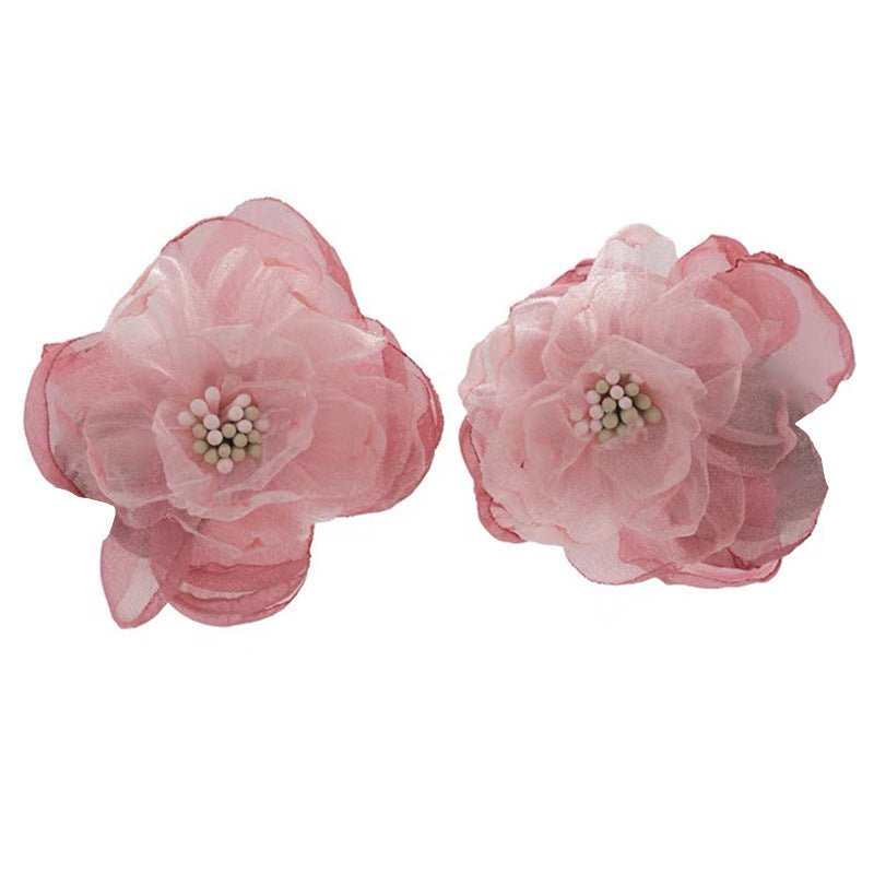 Chiffon Lace Flower Clip-On Earrings - Luzilly Bridal & Apparel