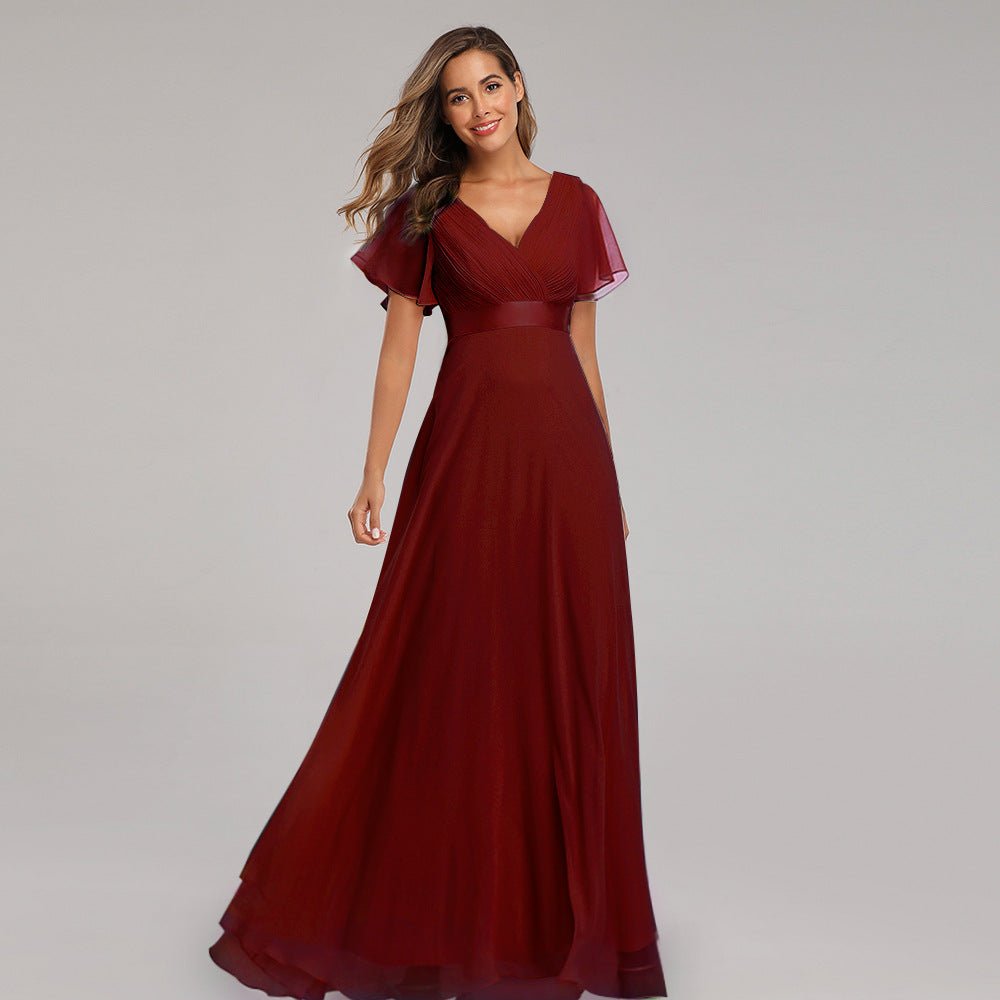 Chiffon V-Neck Banquet Bridesmaid Dress - Luzilly Bridal & Apparel