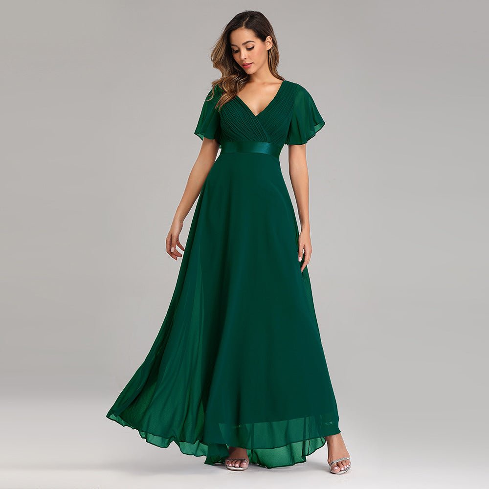 Chiffon V-Neck Banquet Bridesmaid Dress - Luzilly Bridal & Apparel