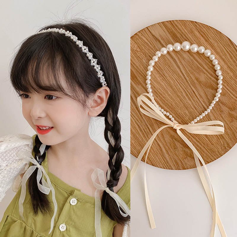 Childrens Headwear Princess Flower Ring Girl Pearl Butterfly Hair Band Wedding Flower Childrens Head Band Girls Head Flower - Luzilly Bridal & Apparel