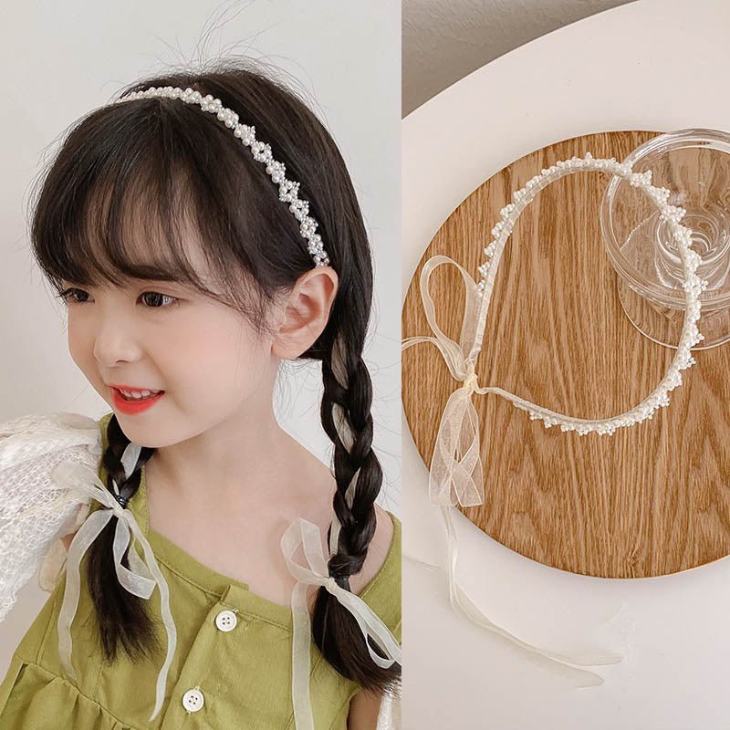 Childrens Headwear Princess Flower Ring Girl Pearl Butterfly Hair Band Wedding Flower Childrens Head Band Girls Head Flower - Luzilly Bridal & Apparel