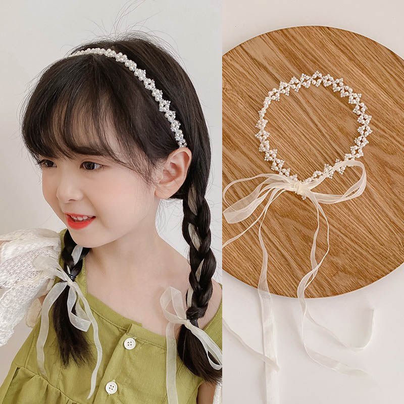 Childrens Headwear Princess Flower Ring Girl Pearl Butterfly Hair Band Wedding Flower Childrens Head Band Girls Head Flower - Luzilly Bridal & Apparel