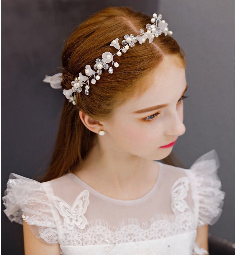Childrens Headwear, White Flower Wreath, Girl Hair Accessories, Princess Headband, Performance Girl Headband, Headband - Luzilly Bridal & Apparel