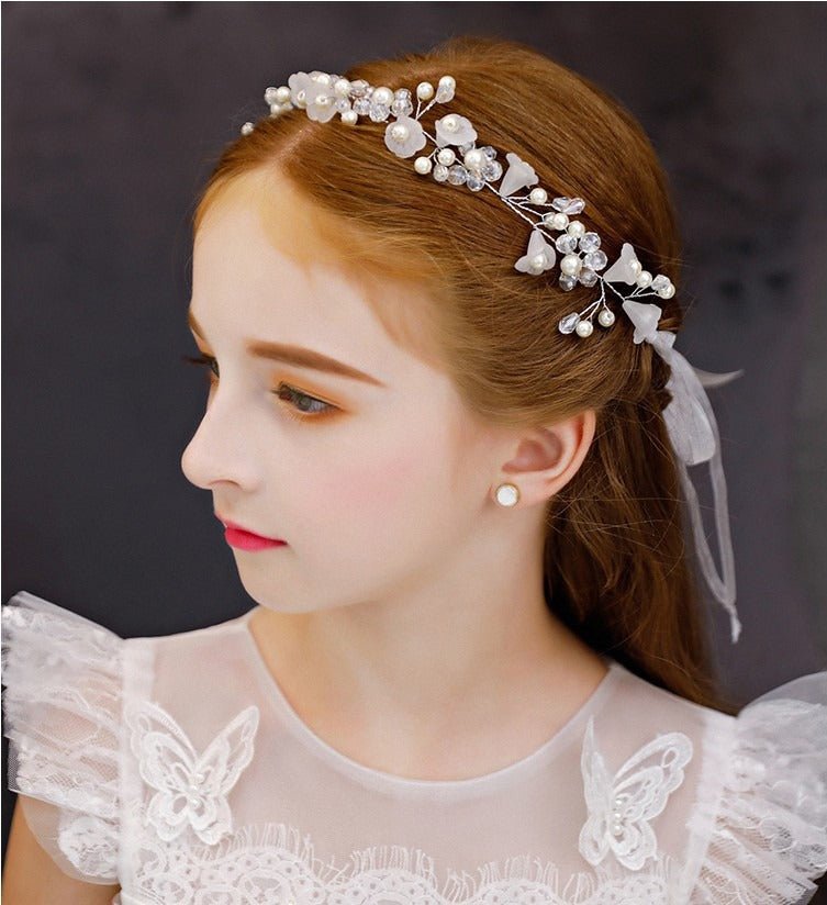 Childrens Headwear, White Flower Wreath, Girl Hair Accessories, Princess Headband, Performance Girl Headband, Headband - Luzilly Bridal & Apparel