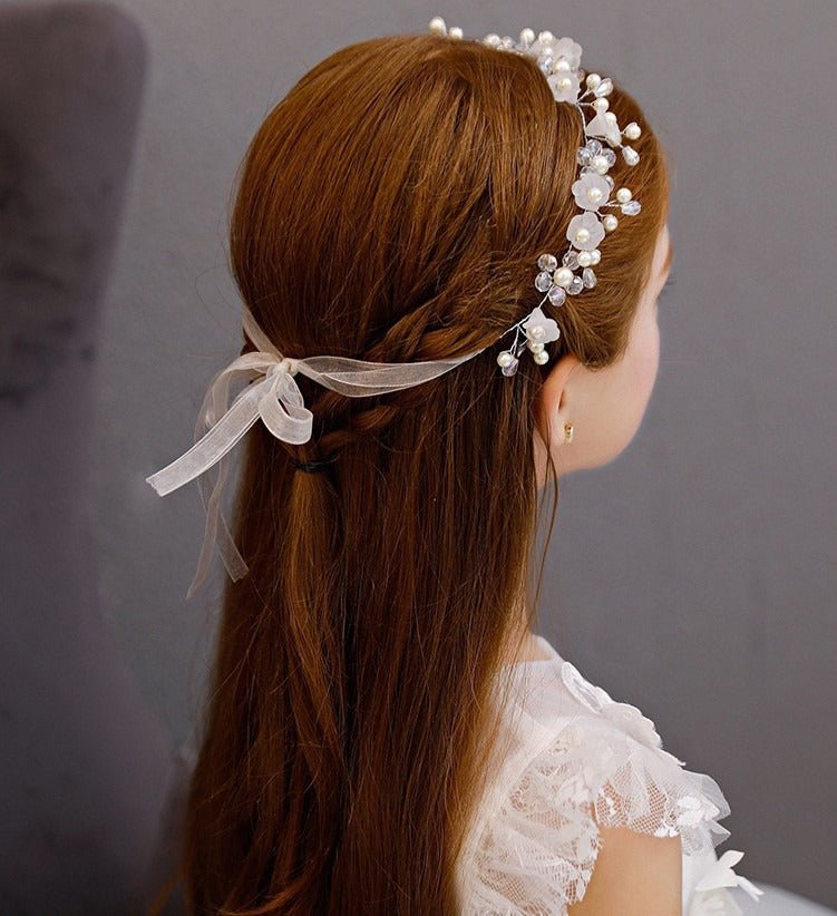 Childrens Headwear, White Flower Wreath, Girl Hair Accessories, Princess Headband, Performance Girl Headband, Headband - Luzilly Bridal & Apparel
