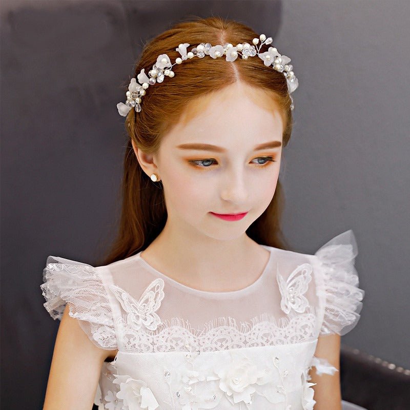 Childrens Headwear, White Flower Wreath, Girl Hair Accessories, Princess Headband, Performance Girl Headband, Headband - Luzilly Bridal & Apparel