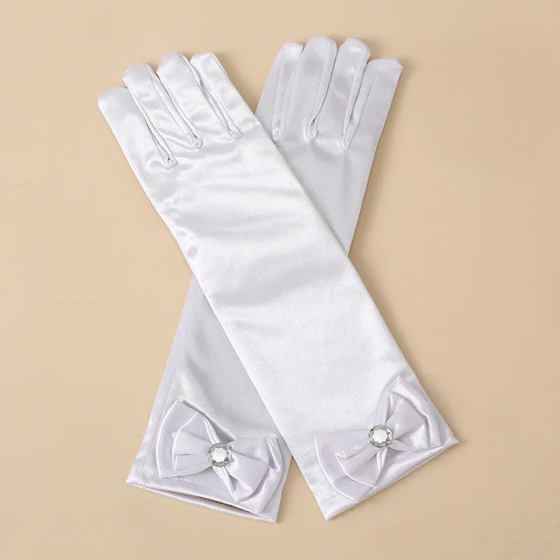 Children's Satin Bow Gloves for Flower Girls - Luzilly Bridal & Apparel