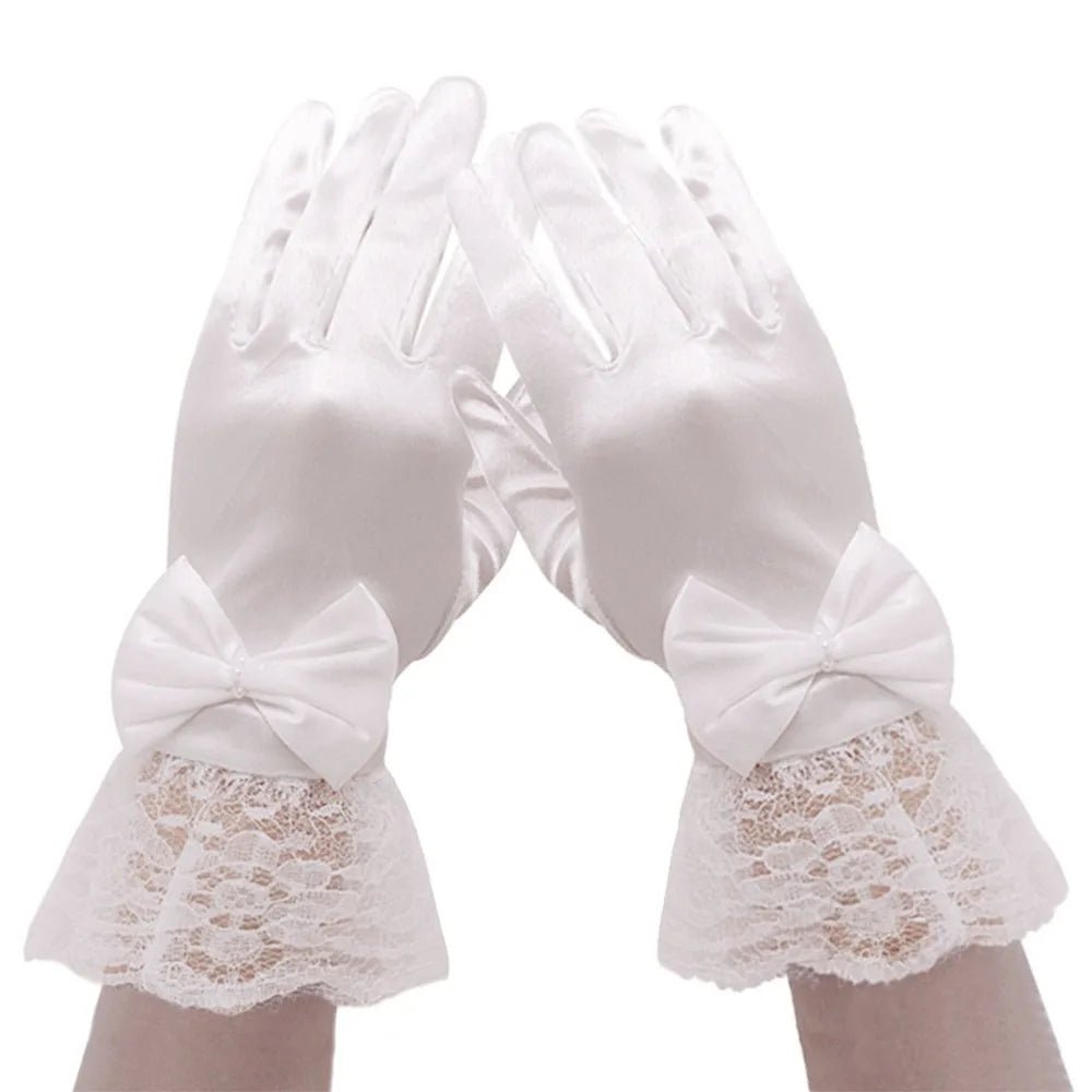 Children's Satin Bow-Knot Gloves for Flower Girls - Luzilly Bridal & Apparel