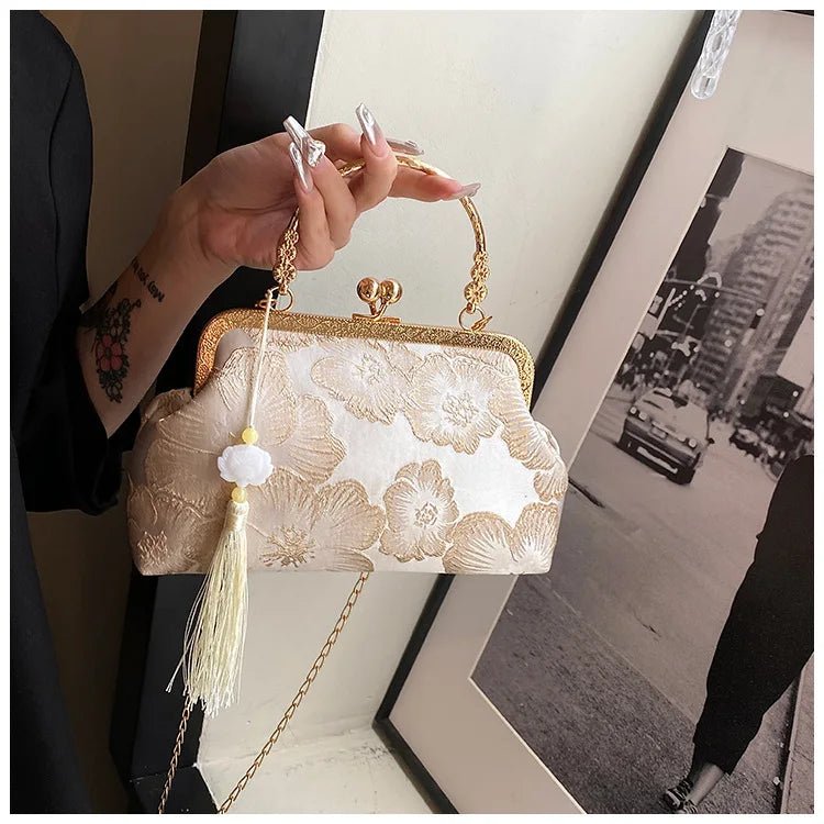 Chinese Style Embroidered Shoulder Bag | Elegant Handbag & Retro Small Square Bag (Wedding Party Luxury Designer Women's Evening Clutch) - Luzilly Bridal & Apparel