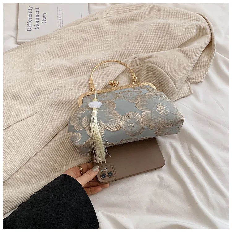 Chinese Style Embroidered Shoulder Bag | Elegant Handbag & Retro Small Square Bag (Wedding Party Luxury Designer Women's Evening Clutch) - Luzilly Bridal & Apparel