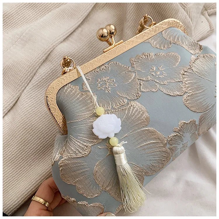 Chinese Style Embroidered Shoulder Bag | Elegant Handbag & Retro Small Square Bag (Wedding Party Luxury Designer Women's Evening Clutch) - Luzilly Bridal & Apparel