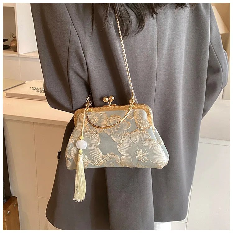 Chinese Style Embroidered Shoulder Bag | Elegant Handbag & Retro Small Square Bag (Wedding Party Luxury Designer Women's Evening Clutch) - Luzilly Bridal & Apparel