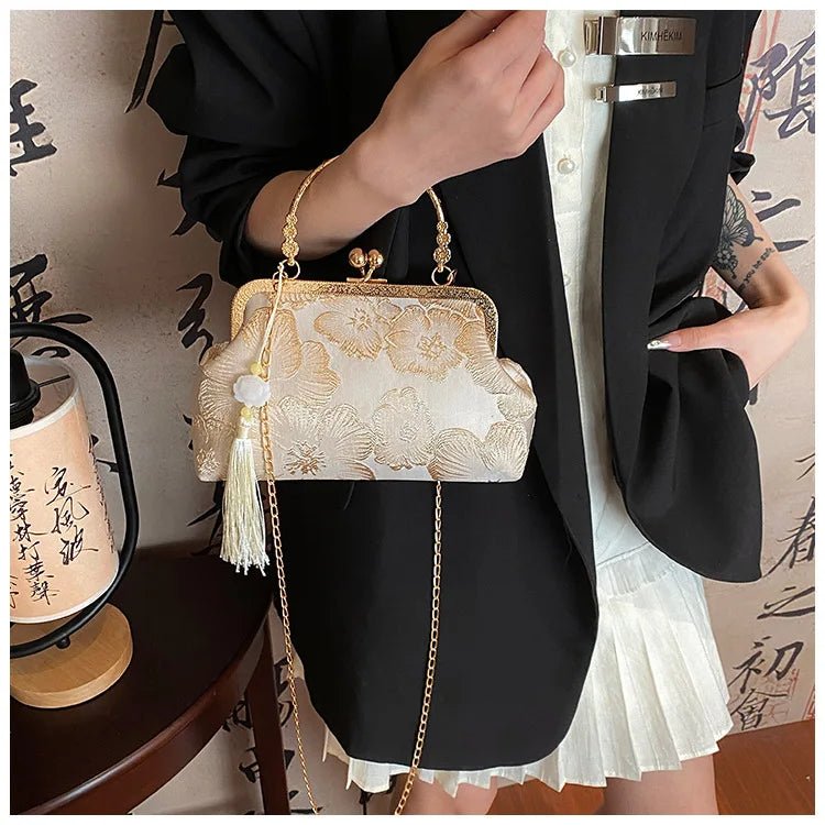Chinese Style Embroidered Shoulder Bag | Elegant Handbag & Retro Small Square Bag (Wedding Party Luxury Designer Women's Evening Clutch) - Luzilly Bridal & Apparel