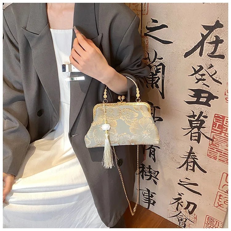 Chinese Style Embroidered Shoulder Bag | Elegant Handbag & Retro Small Square Bag (Wedding Party Luxury Designer Women's Evening Clutch) - Luzilly Bridal & Apparel